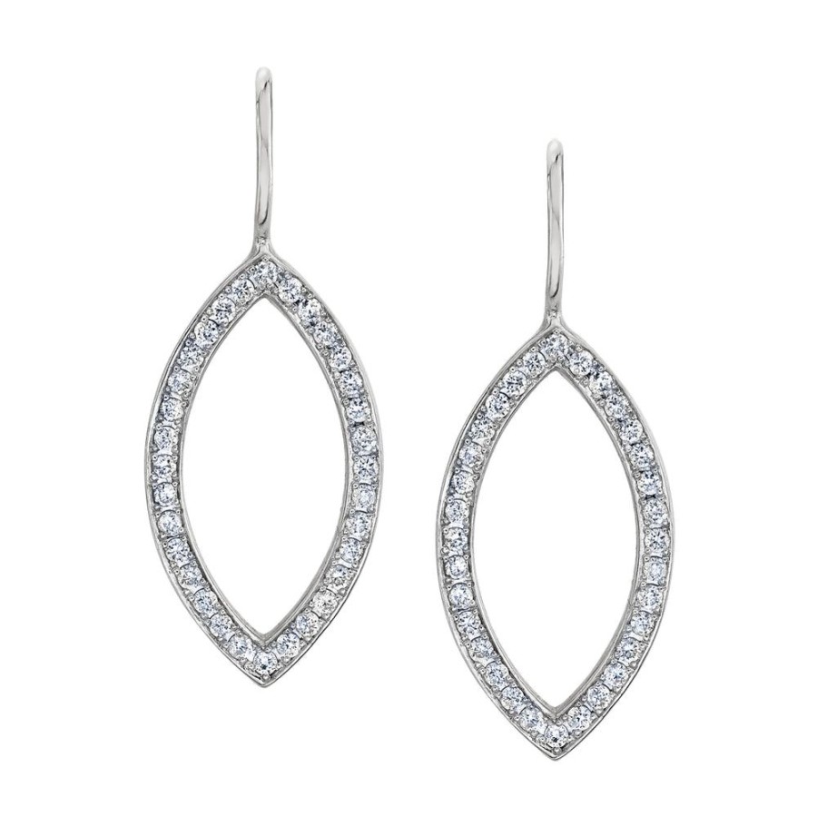 Fine Sarah Hendler Signature | Pave Open Marquise Earrings - Diamond