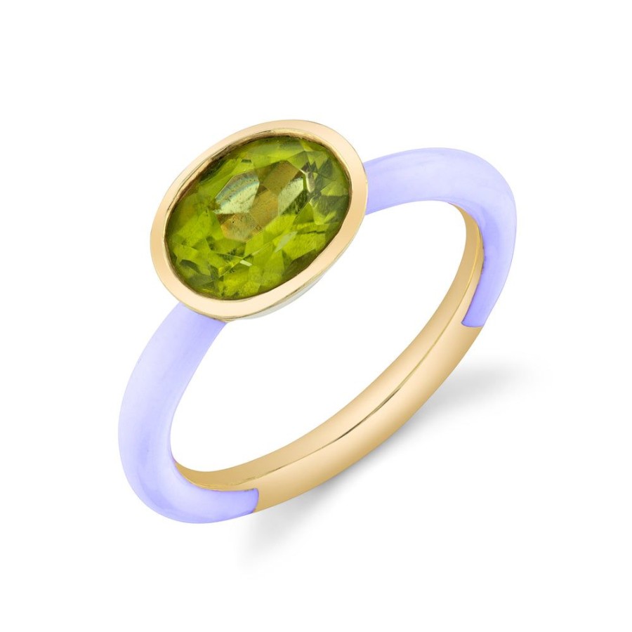 Fine Sarah Hendler Enamel | Oval Cut Gemstone Bezel Set Enamel Ring