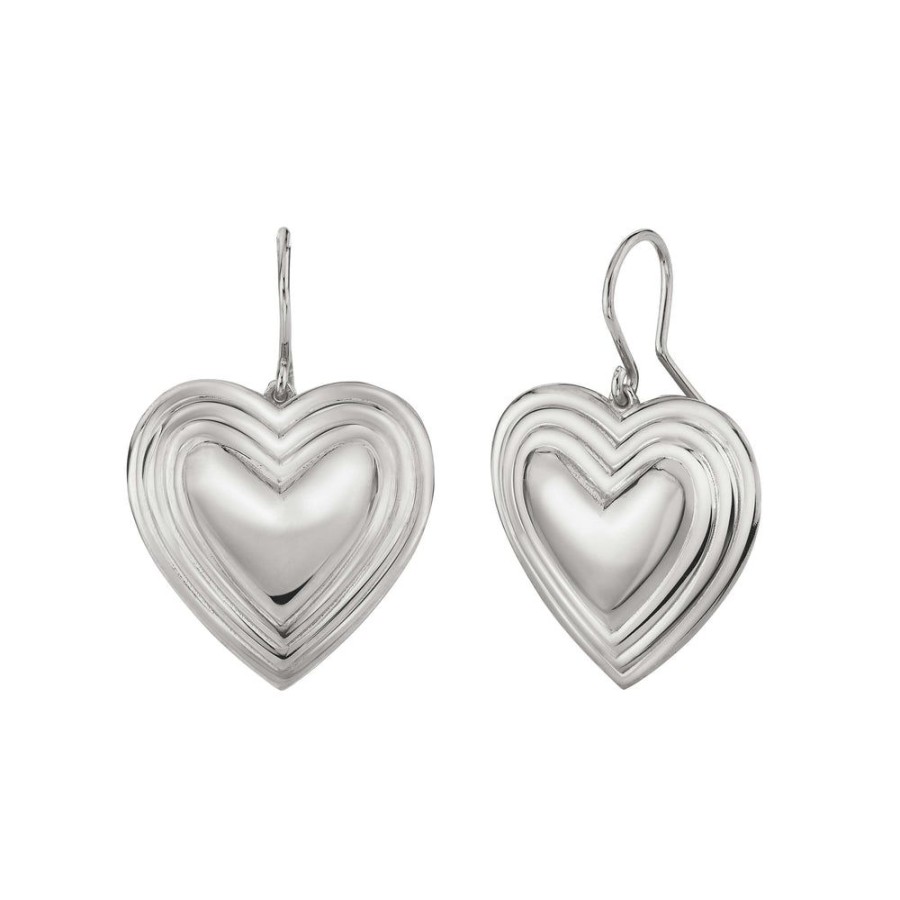 Estate Sarah Hendler Earrings | Large Grooved Heart Earrings