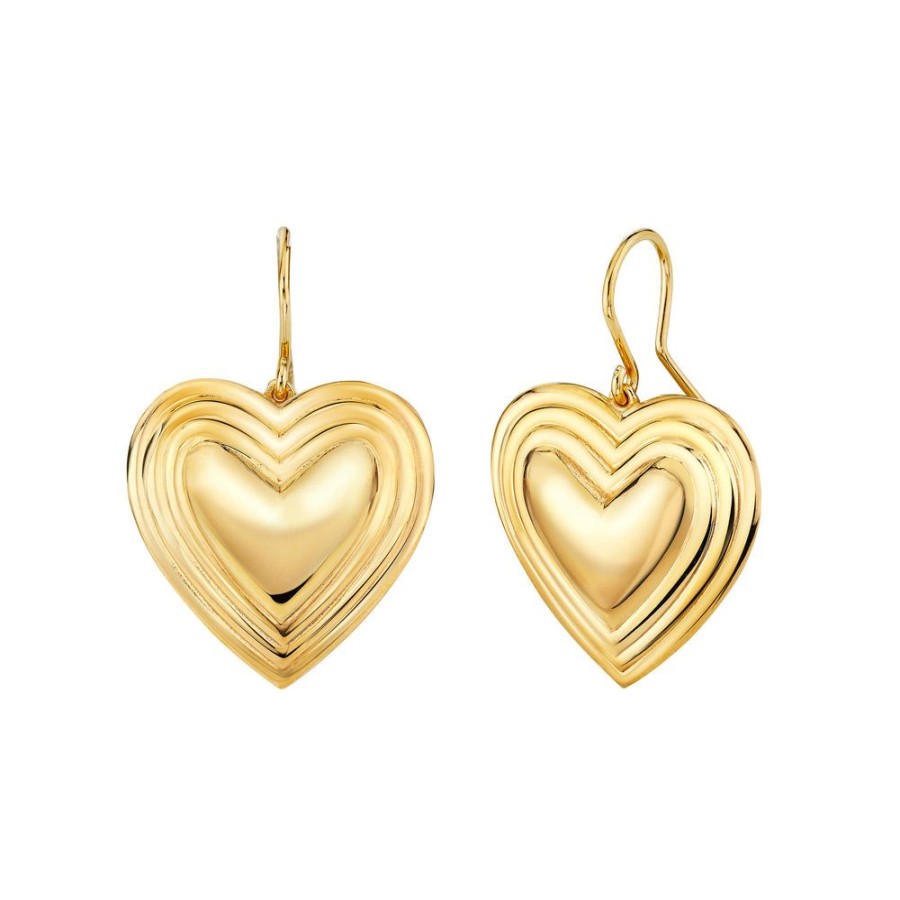 Estate Sarah Hendler Earrings | Large Grooved Heart Earrings