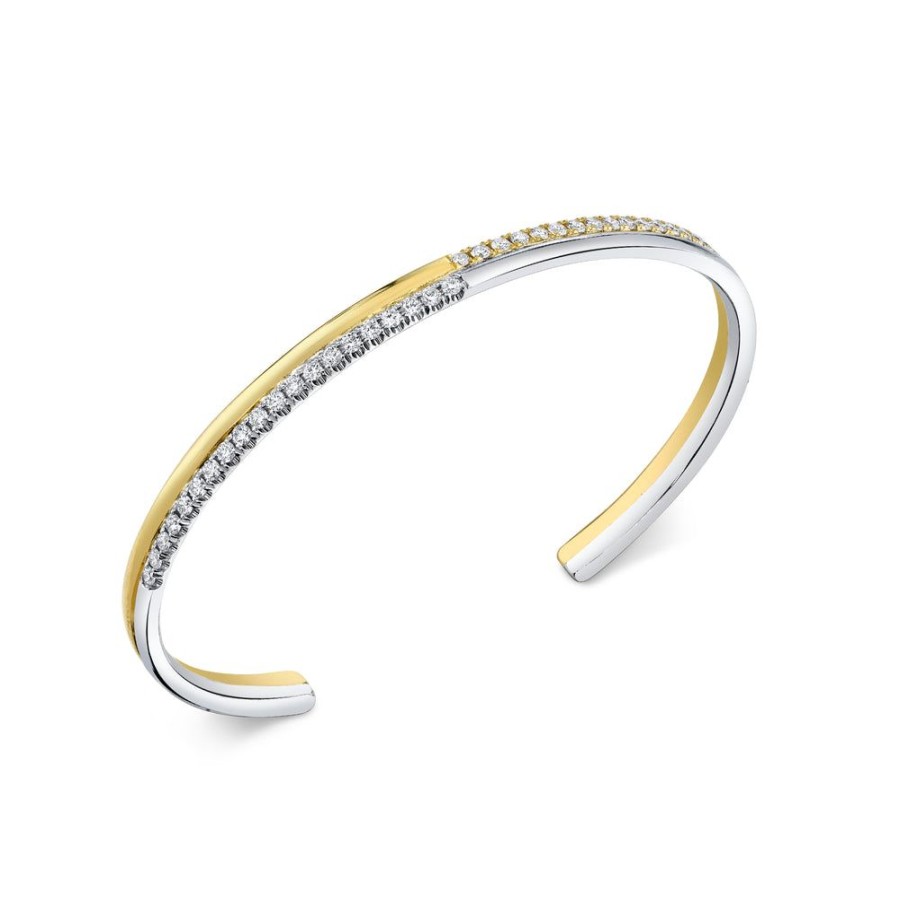 Fine Sarah Hendler Cuffs | Crossroads Cuff - Two Tone/Diamond