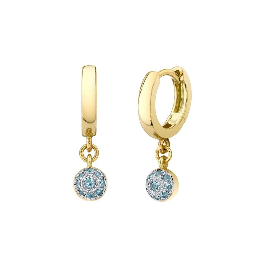 Bridal Sarah Hendler Studs & Hoops | Large Pave Ball Huggie Hoops - Aquamarine