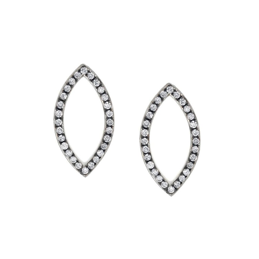 Fine Sarah Hendler Signature | Pave Open Marquise Studs - Diamond