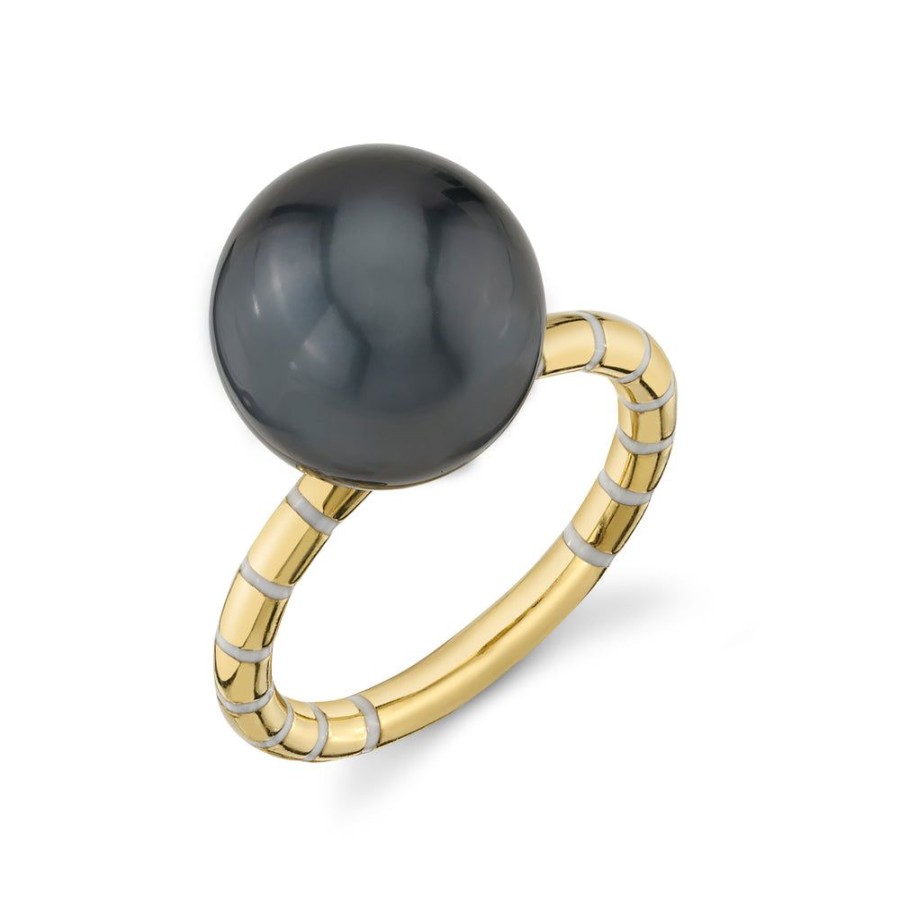 Fine Sarah Hendler Enamel | Stripe Enamel Pearl Ring