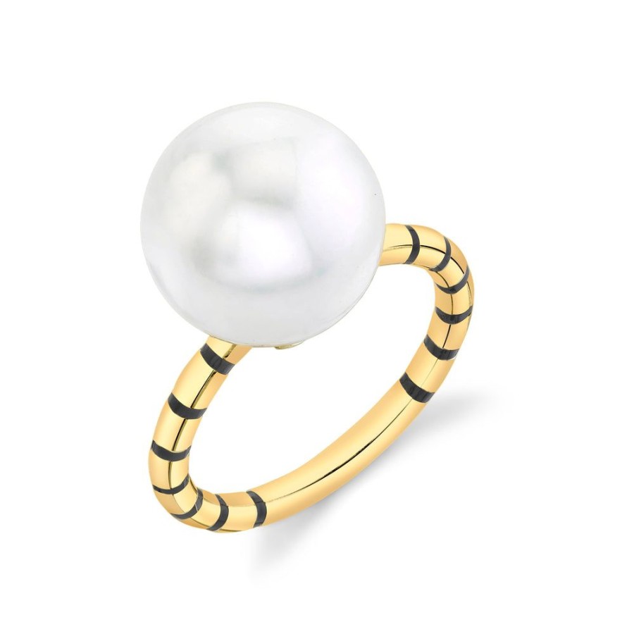 Fine Sarah Hendler Enamel | Stripe Enamel Pearl Ring