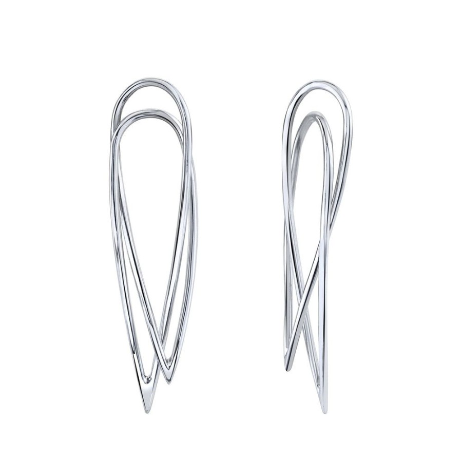 Estate Sarah Hendler Earrings | Pointed Teardrop Statement Earrings Sterling Silver