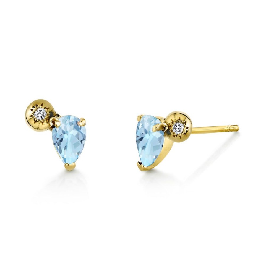 Fine Sarah Hendler Signature | Pear Gemstone & Diamond Starburst Studs