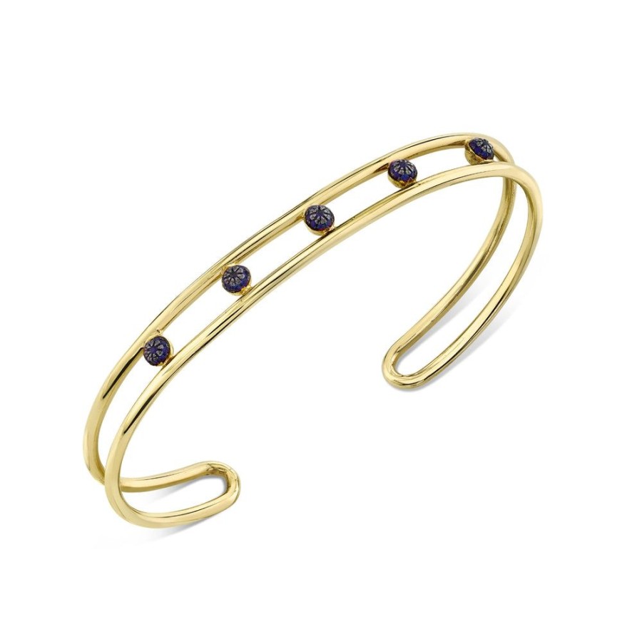 Fine Sarah Hendler Cuffs | 5 Point Pave Center Double Wire Cuff