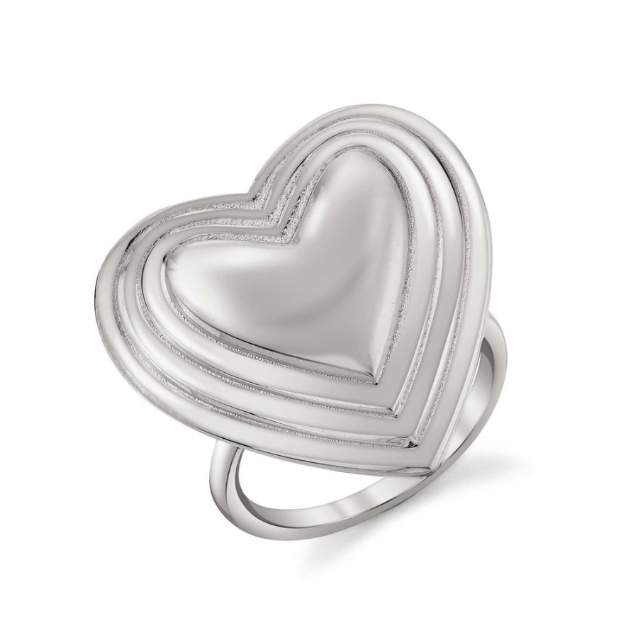 Estate Sarah Hendler Rings | Large Grooved Heart Ring