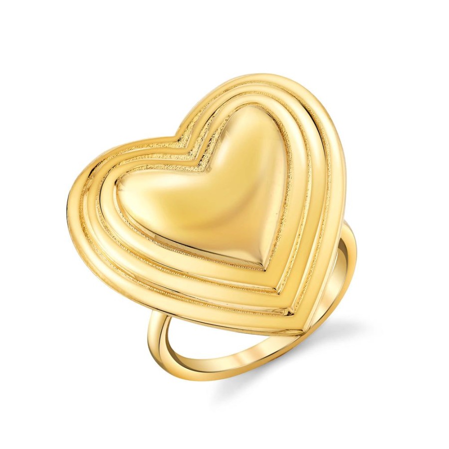 Estate Sarah Hendler Rings | Large Grooved Heart Ring