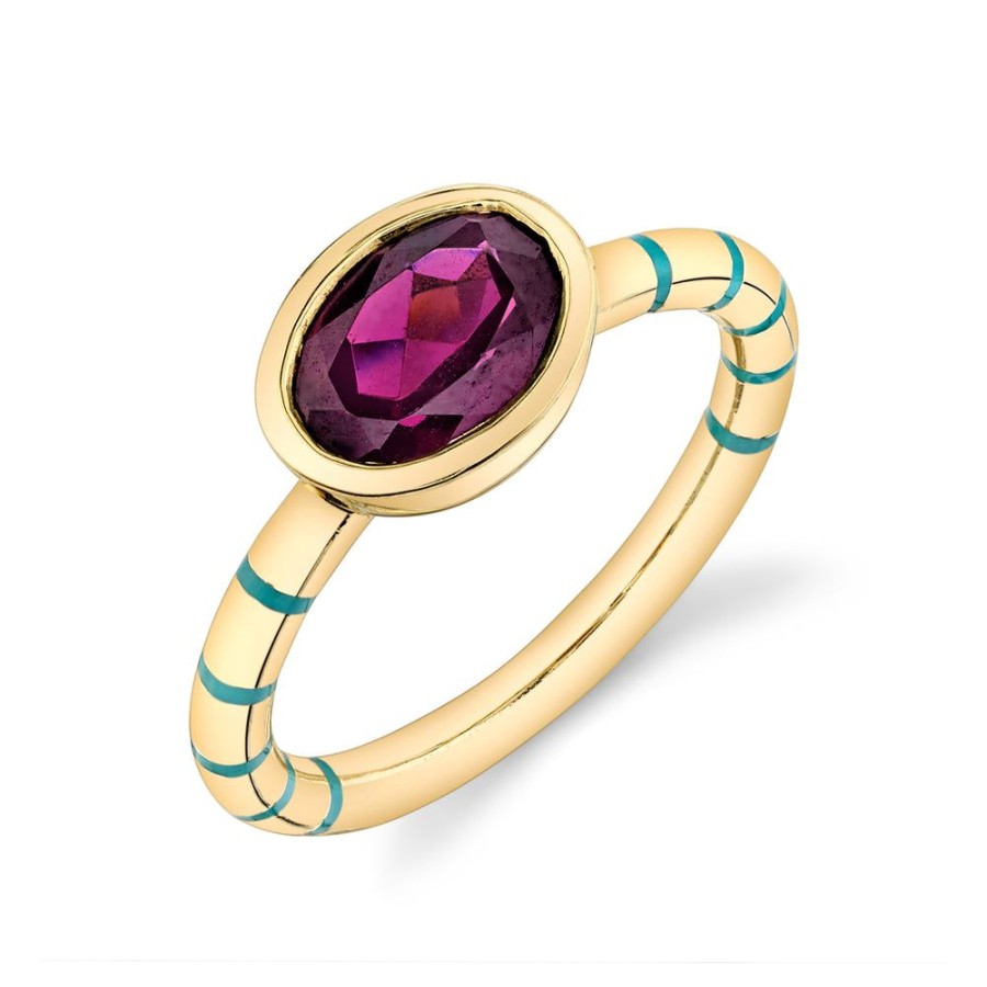 Fine Sarah Hendler Enamel | Shirley Bezel Set Striped Enamel Ring