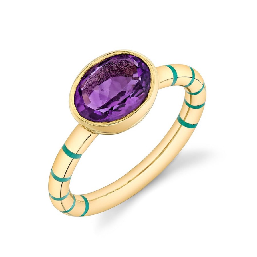 Fine Sarah Hendler Enamel | Shirley Bezel Set Striped Enamel Ring