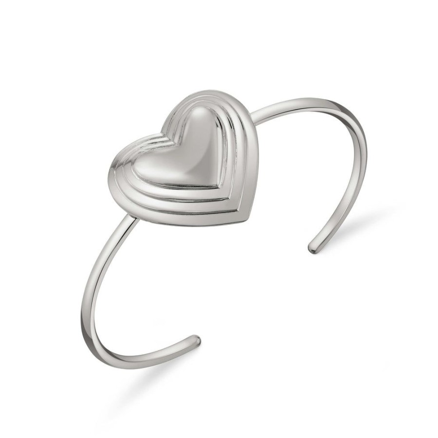 Estate Sarah Hendler Bracelets | Large Grooved Heart Cuff