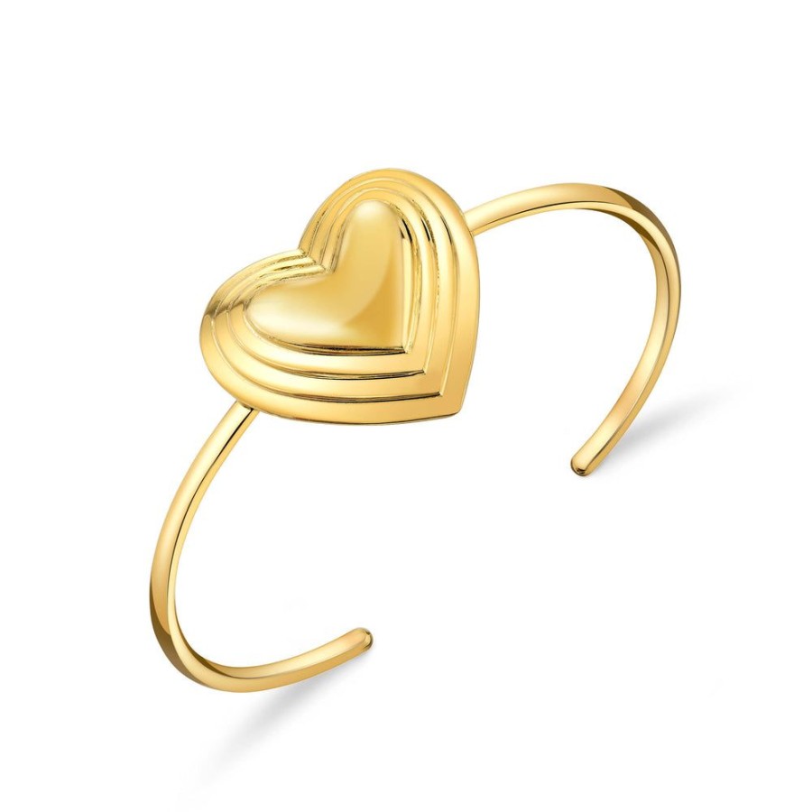 Estate Sarah Hendler Bracelets | Large Grooved Heart Cuff