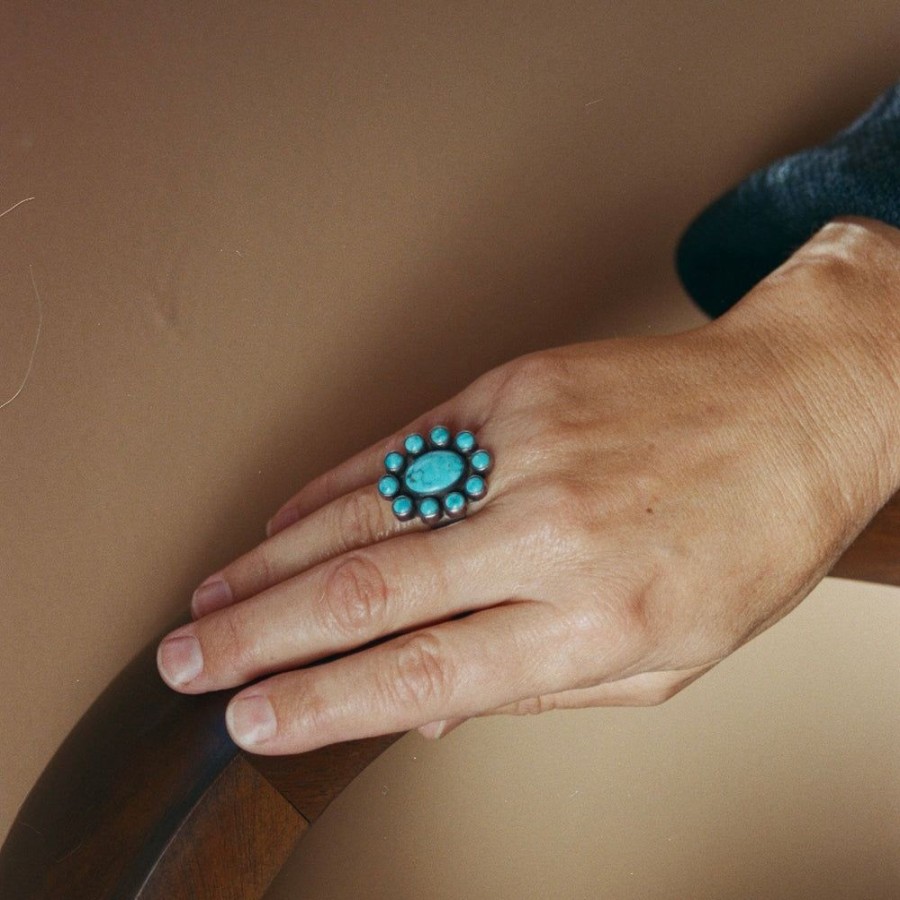 Estate Sarah Hendler Rings | Flower Turquoise Ring