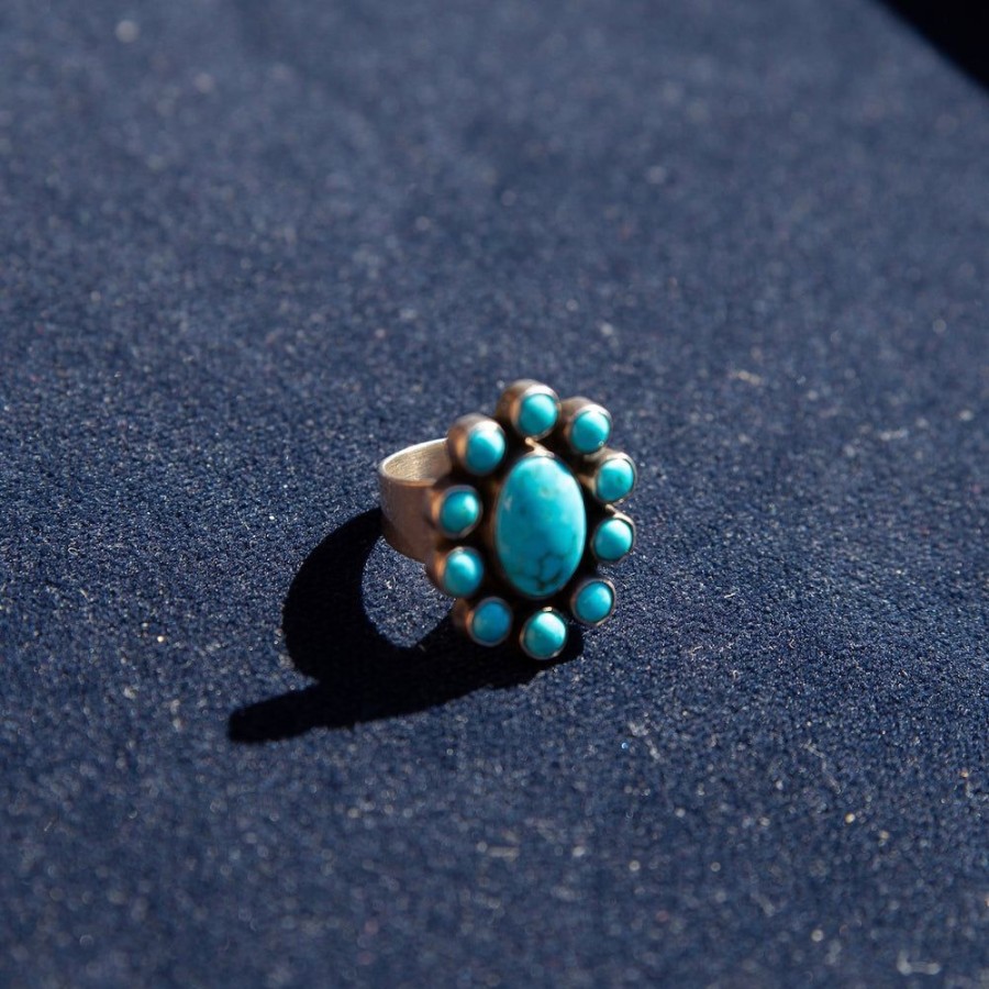 Estate Sarah Hendler Rings | Flower Turquoise Ring