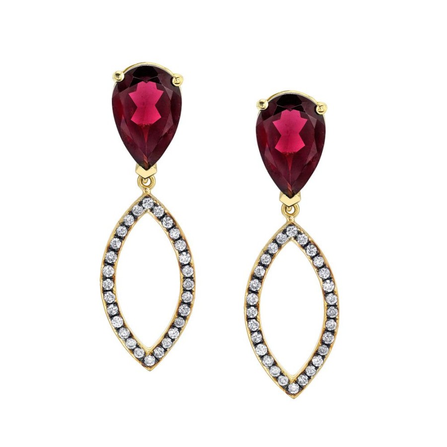 Fine Sarah Hendler Statement | Pear Studs With Diamond Pave Marquise