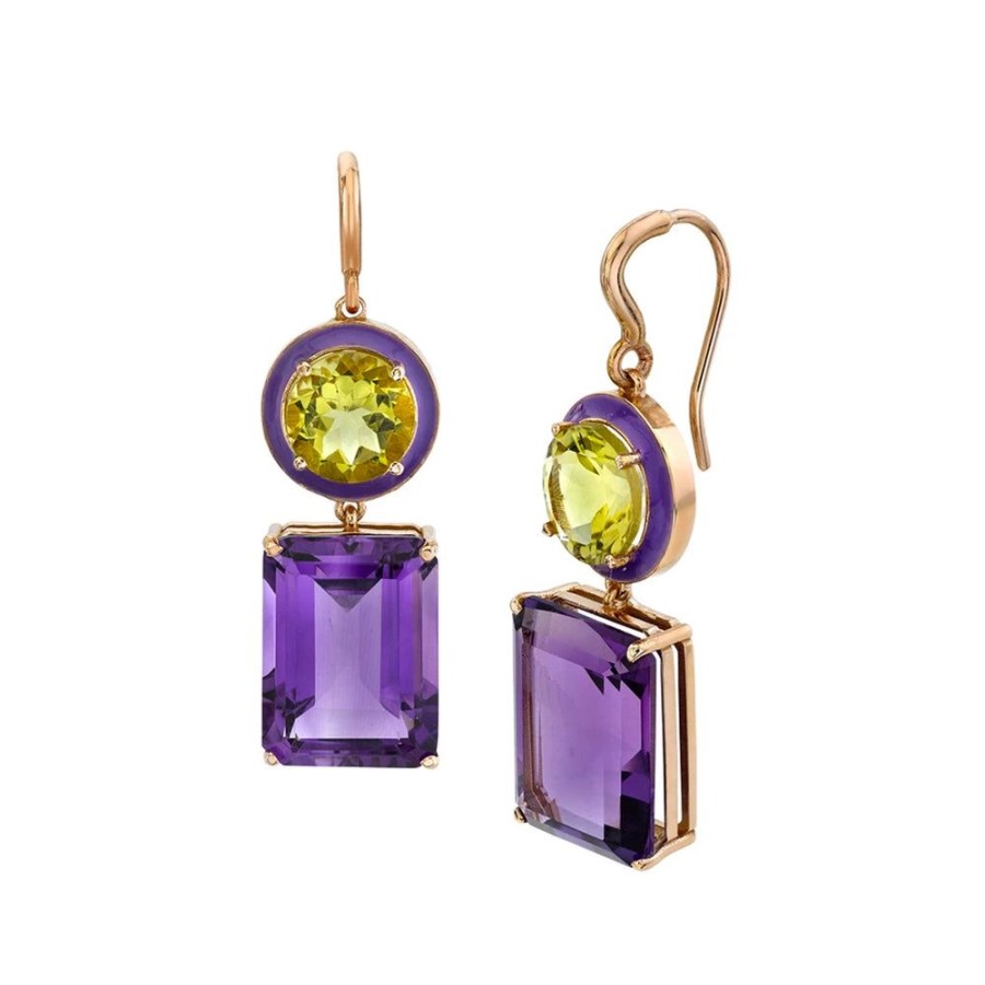 Fine Sarah Hendler Statement | Large Gaga Enamel Gemstone Earrings