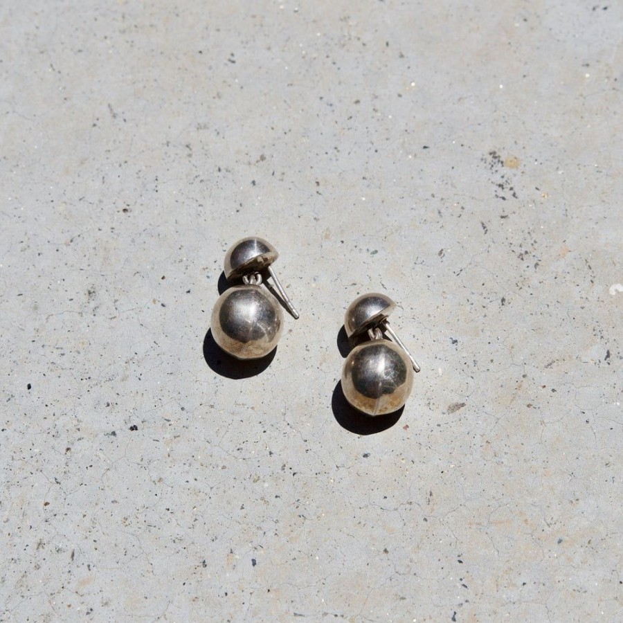 Estate Sarah Hendler Earrings | Sterling Silver Ball Earrings