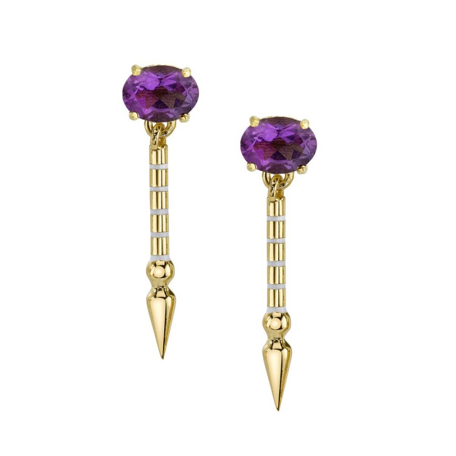 Fine Sarah Hendler Signature | Mini Gemstone Shirley Spear Earrings