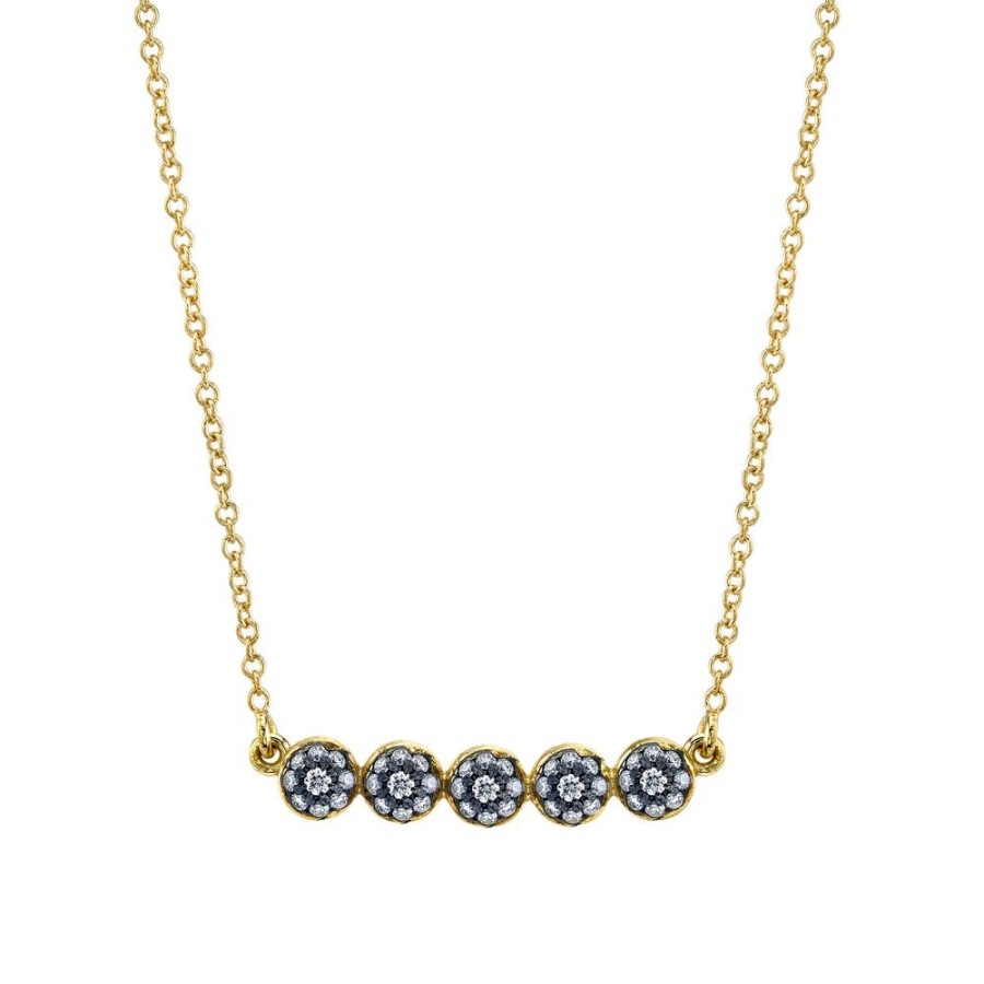 Fine Sarah Hendler Pendants | 5 Point Pave Ball Necklace - Diamond