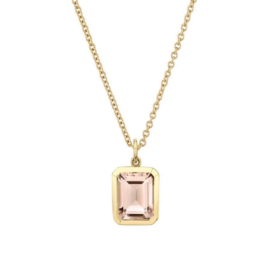 Bridal Sarah Hendler Pendants | Bezel Set Emerald Cut Gemstone Necklace